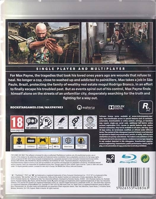Max Payne 3  - PS3 (B Grade) (Genbrug)